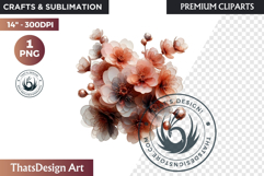 Pink Rose Gold flower Clipart, Abstract Flowers Wedding PNG Product Image 1