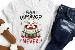 Baa Humbug Never PNG, Christmas Goat Sweater PNG, Funny Goat Product Image 3
