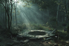 Mystical Forest Stone Well Background Product Image 1