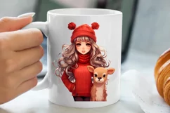 Cute Christmas Little Girl Sublimation Clipart Product Image 5