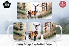 Watercolour Deer Cute Mug Wrap Sublimation 8 Designs Product Image 5