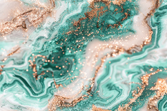 Emerald and Teal Marble with Gold Glitter Background Product Image 1