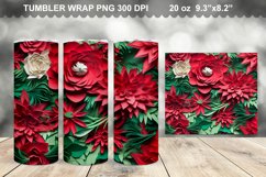 3D Christmas Flowers Wrap Tumbler Design Product Image 1