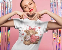 Funny Valentine Highland Cow PNG, Howdy Valentine Coquette Product Image 2