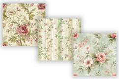 Pistachio Toile Digital Paper Pack, Vintage Floral Toile Product Image 5