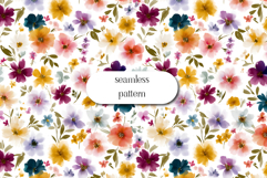 Watercolor Wildflower Pattern Seamless Floral Digital Paper Product Image 1