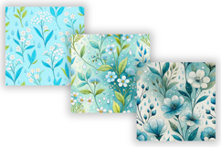 Spring Raindrop Seamless Pattern, Dewy Florals and Soft Blue Product Image 5