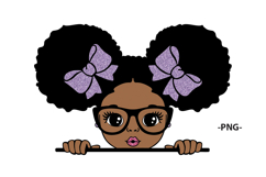 Afro Girl Peekaboo Clipart with Glasses, Glitter Colors Product Image 4