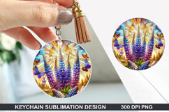 Flower Keychain Sublimation - Summer Keychain PNG Design Product Image 1