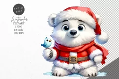 Christmas clipart, Polar bear clipart, Christmas sublimation Product Image 1