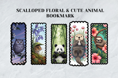 Scalloped Floral &amp; Cute Animal Bookmark Set,Botanical Book Product Image 5
