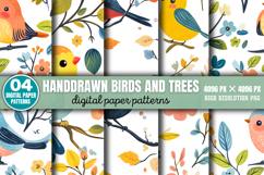 Handdrawn Birds And Trees Patterns PNG Product Image 1
