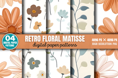 Retro floral matisse Digital Paper PNG Product Image 1