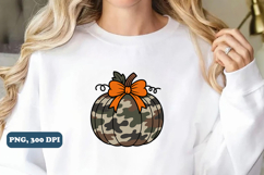 Camo Pumpkin Gold Glitter Png sublimation design, PNG Product Image 4