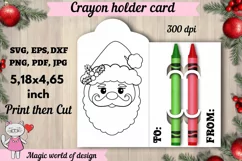Christmas santa Coloring Card svg, Crayon holder Card svg Product Image 1