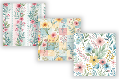 Pastel Folk Floral Digital Paper, Seamless Watercolor Product Image 5