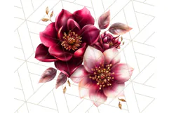 Gothic Floral PNG, Dark Aesthetic Flowers Clipart Print Product Image 5