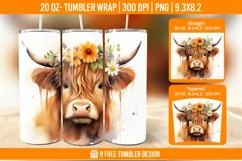 3D Highland Cow Tumbler Designs, Sublimation Wrap Product Image 1