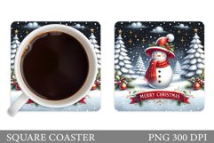 Cute Snowman Coaster Sublimation. Christmas Coaster Design Product Image 1