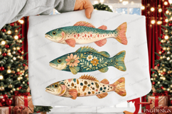Vintage Fish Bundle PNG Design | Floral Trout Fishing Sublim Product Image 4