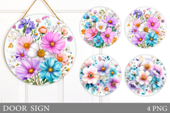 Wildflowers Door Sign Sublimation. Flowers Door Sign Design Product Image 1