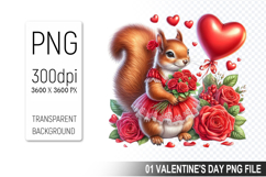 Cute Squirrel Sublimation, Valentine&#039;s Digital Clipart PNG Product Image 1