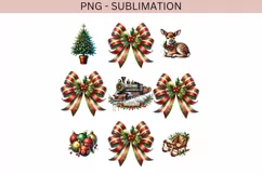 Red and Green Coquette Christmas Bow PNG | Preppy Christmas Product Image 3