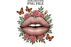 Floral lips png design for T-shirts Product Image 1