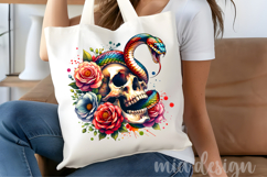 Floral Snake Skull PNG Gothic Halloween Sublimation Design Product Image 4