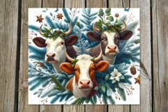 Christmas cow | 4 round skinny tumbler Sublimation designs Product Image 5
