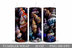 3D Seashell Tumbler Sublimation. Seashell Tumbler Design Product Image 1
