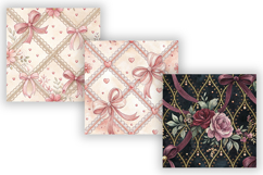 Coquette Bow Lace Digital Paper, Seamless Watercolor Pattern Product Image 4
