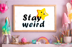 Cross stitch stay weird star pattern embroidery funny quote Product Image 5