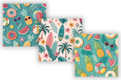 Coastal Pop Digital Paper Pack, Seamless Retro Beach Pattern Product Image 5