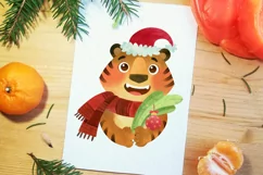 Santa Tiger, New Year 2022 clipart, Winter Holiday Product Image 2