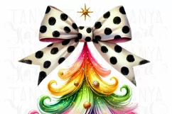 Colorful Coquette Christmas Tree PNG | Trendy Watercolor Product Image 4