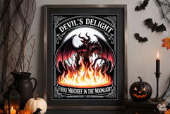 Devils Delight Fiery Demon Halloween Sign PNG Graphic Product Image 2