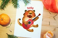 Funny Tiger with acoustic guitar,Lunar New Year 2022 symbol Product Image 5