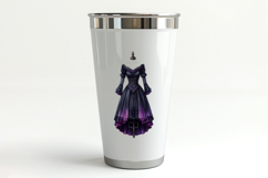 Gothic Victorian Dress Purple Black Halloween PNG Product Image 3