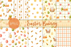 Pastel Easter Bunny &amp; Carrots Seamless Patterns Product Image 1
