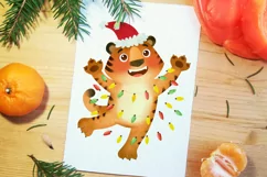 Santa Tiger, Funny Christmas clipart, New Year 2022 symbol Product Image 6