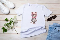 Winter Cute Grey Cat Watercolor Sublimation PNG Product Image 2
