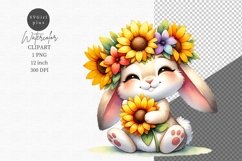 Bunny clipart, Sunflowers clipart Product Image 1