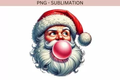 Retro Groovy Santa Claus PNG,Preppy Blowing Bubble Christmas Product Image 4