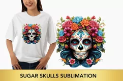 Sugar Skulls Sublimation, Day of The Dead png Product Image 1