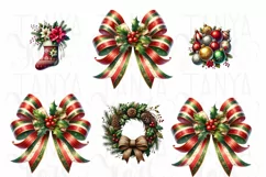 Christmas Coquette Bow PNG | Red and Green Bow for Preppy Product Image 2