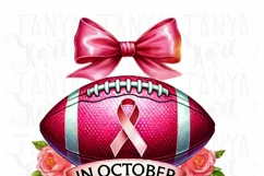 In Ocrober We Wear Pink, Coquette Stronger Than Cancer Tee Product Image 3