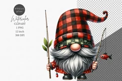 Gnome clipart, Gnome fishing, Gnome sublimation Product Image 1