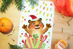 Funny Santa Tiger, Christmas Holiday & New Year 2022 clipart Product Image 2