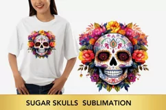 Sugar Skulls Sublimation, Day of The Dead png Product Image 1